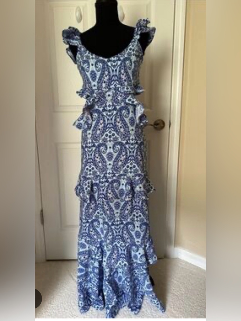 Simply Southern Blue Paisley Ruffle Maxi Dress, Size Large NWT - Picture 8 of 13